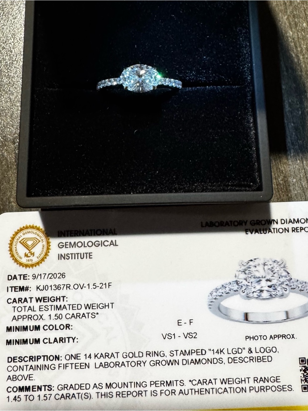 14K Gold East to West Oval Lab-Grown Diamond Engagement Ring - White